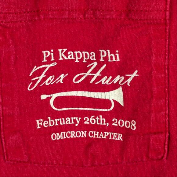 Pi Kappa Phi Fox Hunt 2008 T Shirt L Red Hanes Heavyweight University of Alabama - Picture 2 of 6